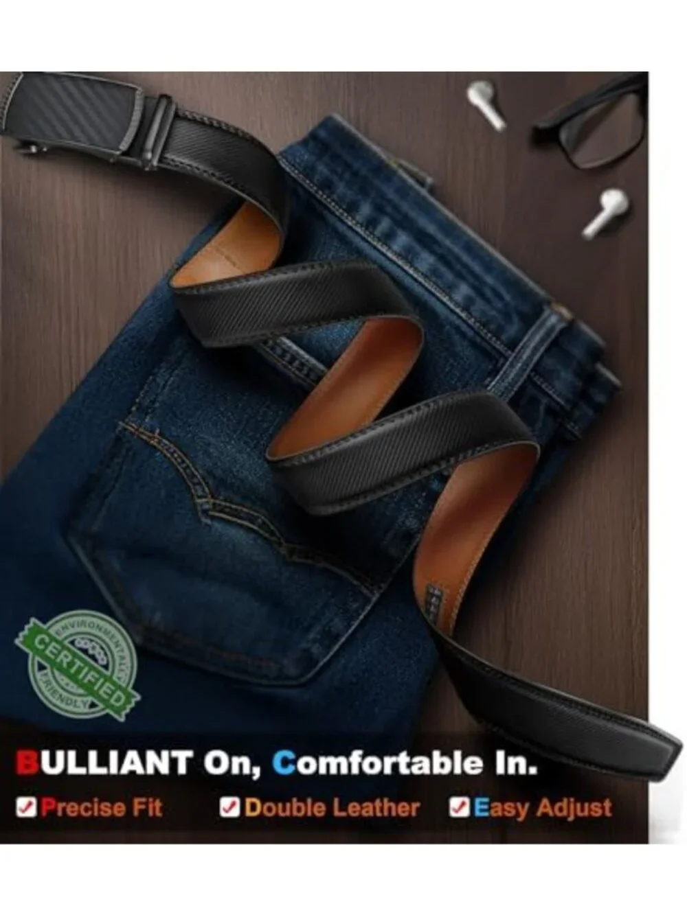 Men's Trimmable Ratchet Leather Belt - Stylish, Adjustable, Gift-Ready Accessory